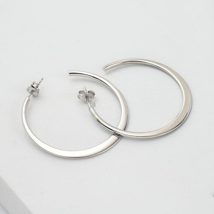 Rhodium Overlay Sterling Silver Hoop Earrings 7688510 2