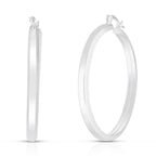 NY Close Out Deal - Rhodium Overlay Sterling Silver Hoop Earrings