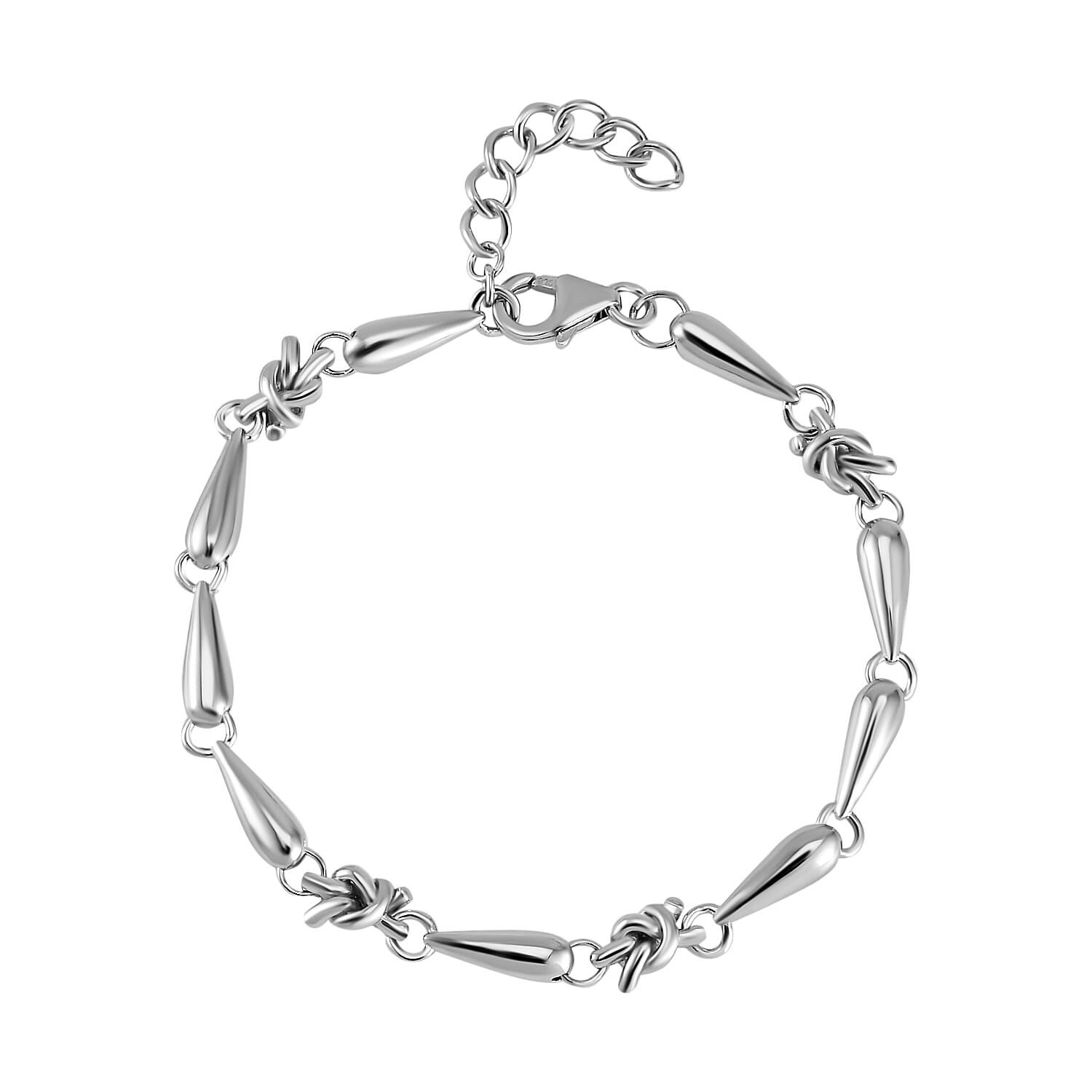 Lucy Q Knot Collection - Rhodium Overlay Sterling Silver Adjustable Bracelet (Size 7 with Ext.) 7757467 0