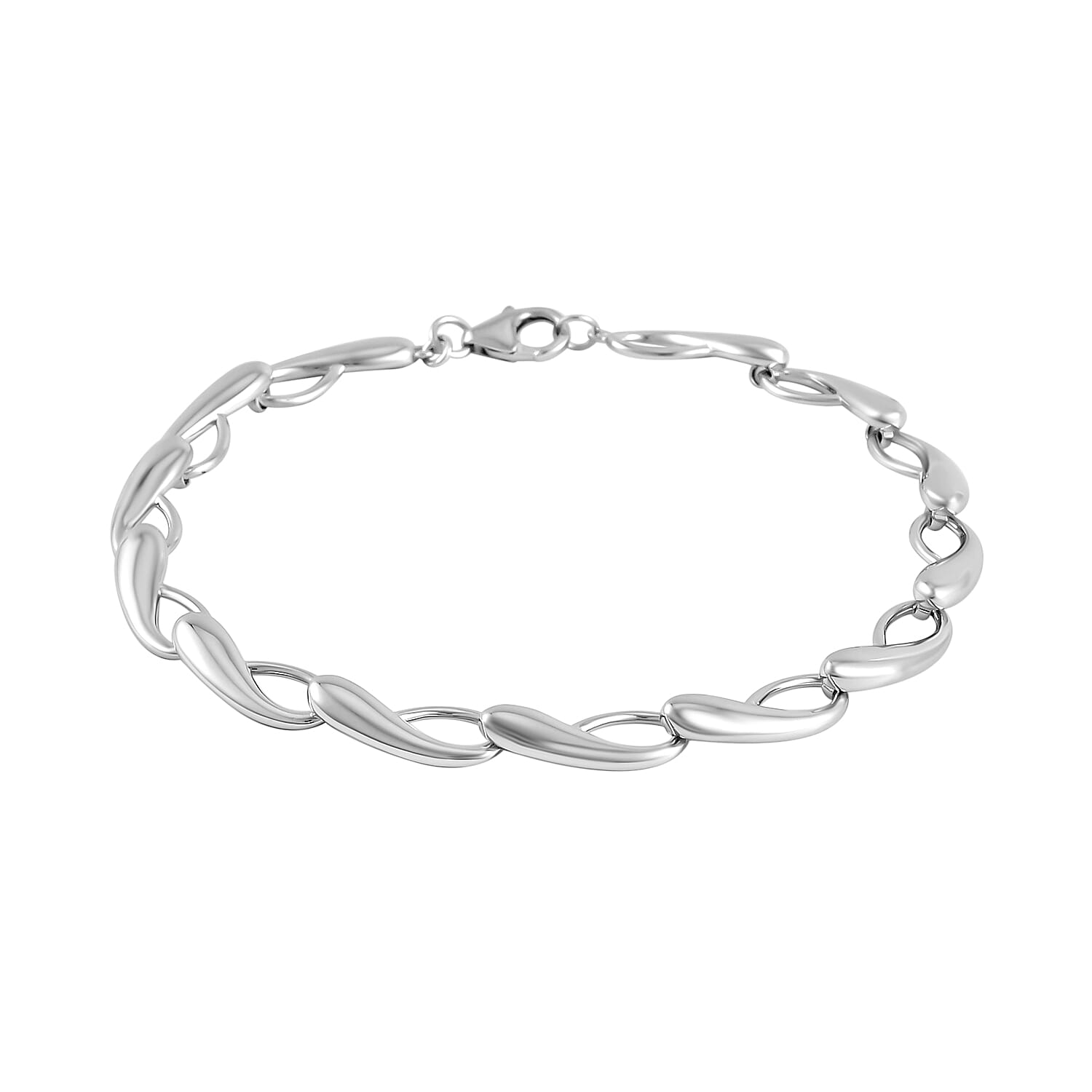 Lucy Q Drip Collection - Rhodium Overlay Sterling Silver Bracelet (Size - 8), Silver Wt. 17 Gms 7666641 0