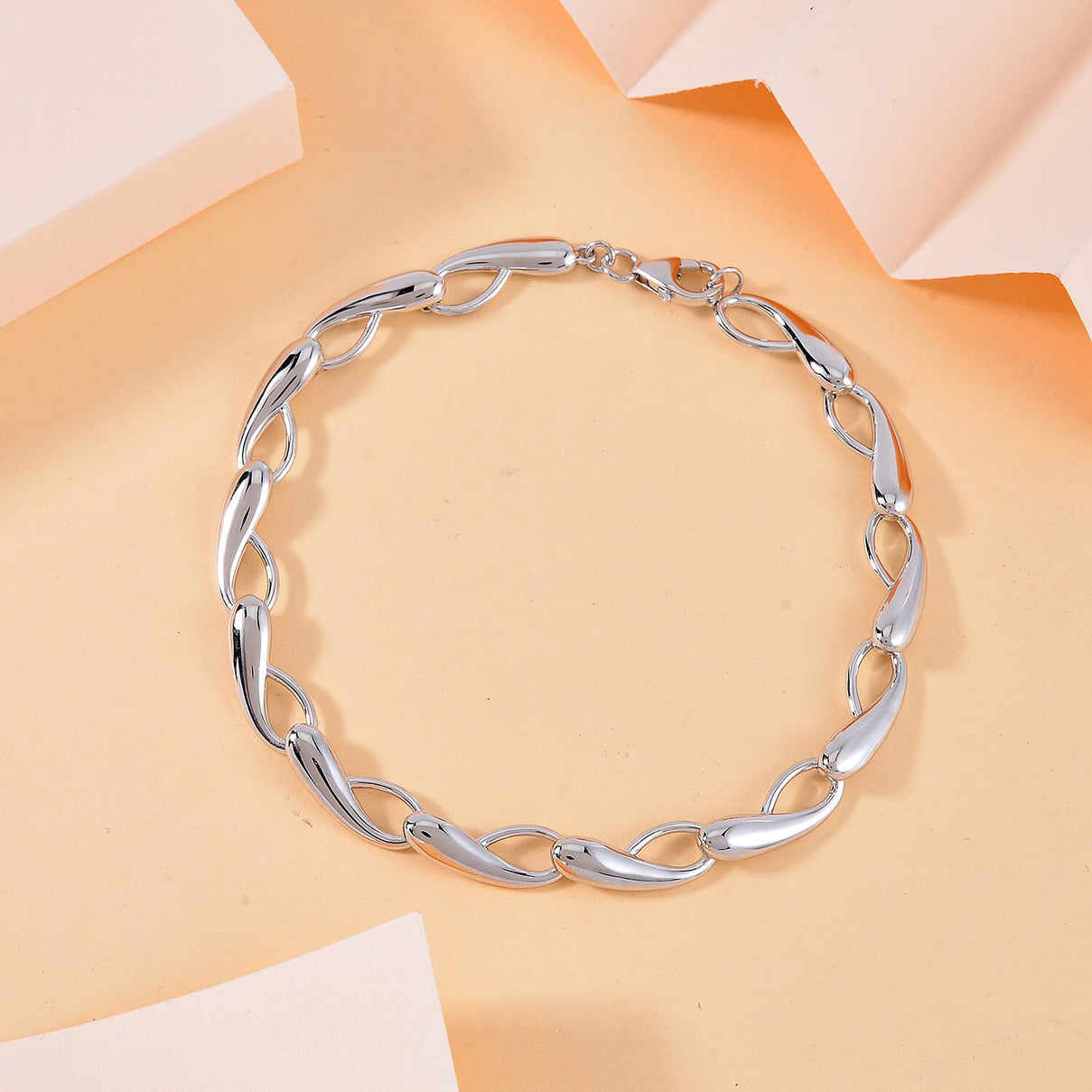 Lucy Q Drip Collection - Rhodium Overlay Sterling Silver Bracelet (Size - 8), Silver Wt. 17 Gms 7666641 1