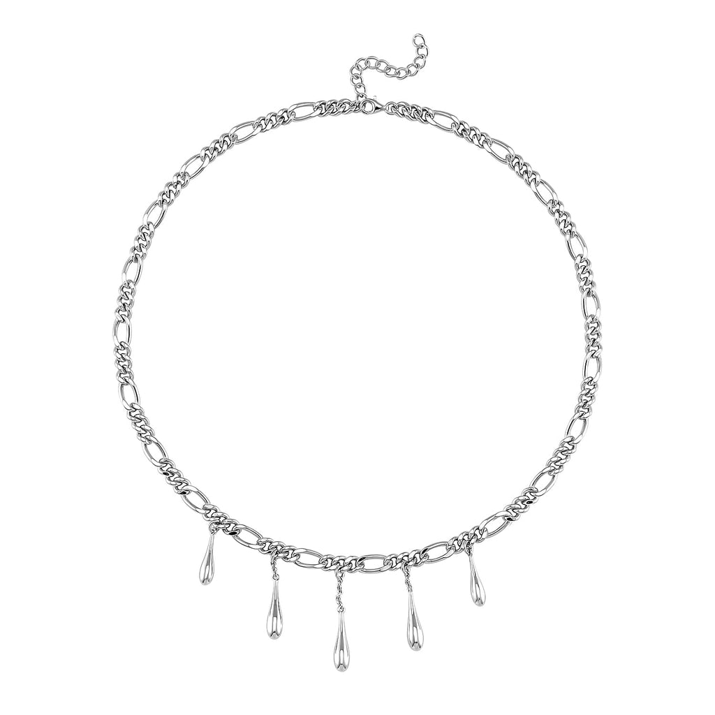 Lucy Q Figaro Drip Collection - Rhodium Overlay Sterling Silver Necklace (Size - 20), Silver Wt. 34 Gms