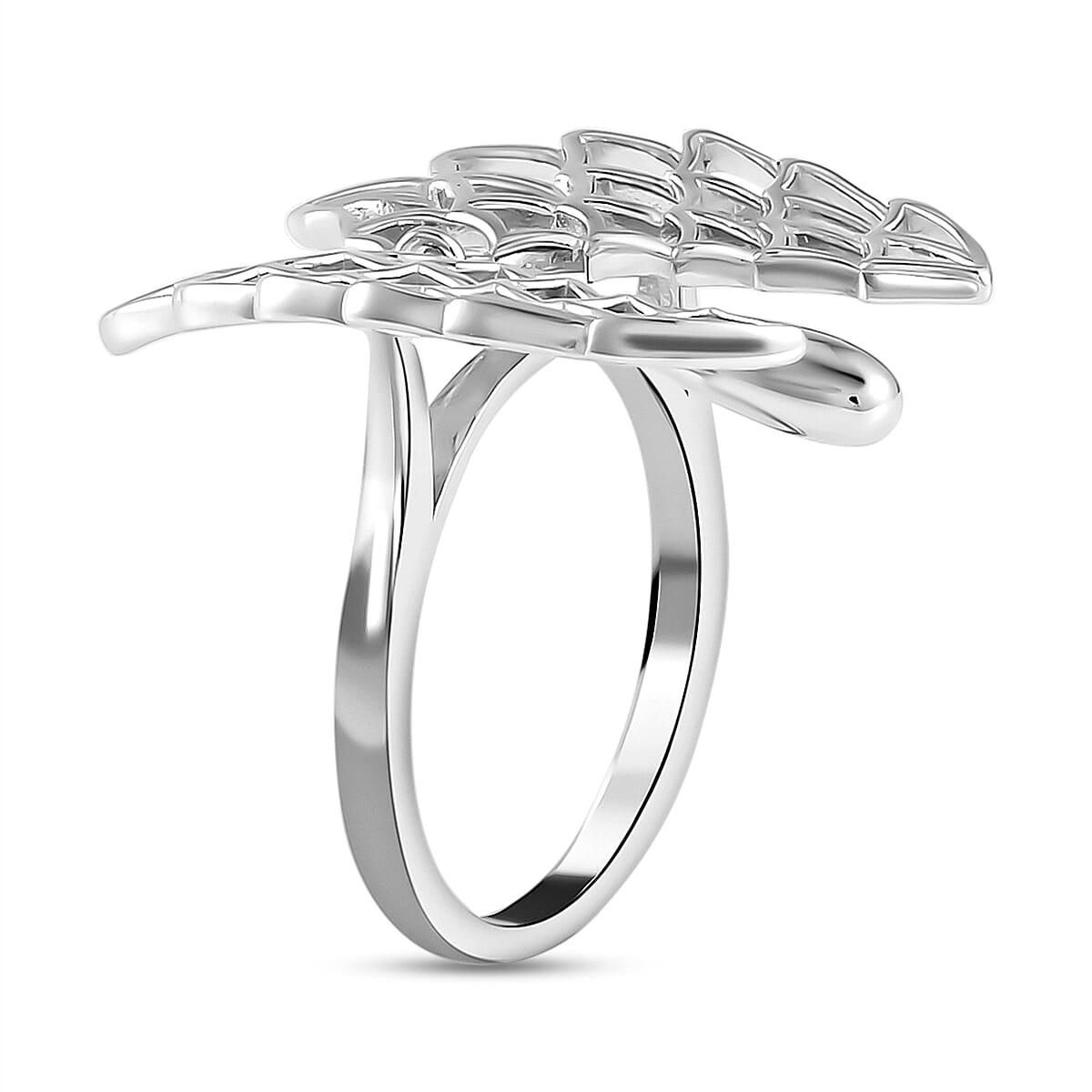 LucyQ Angel Wing Collection - Rhodium Overlay Sterling Silver Ring 7563703 4