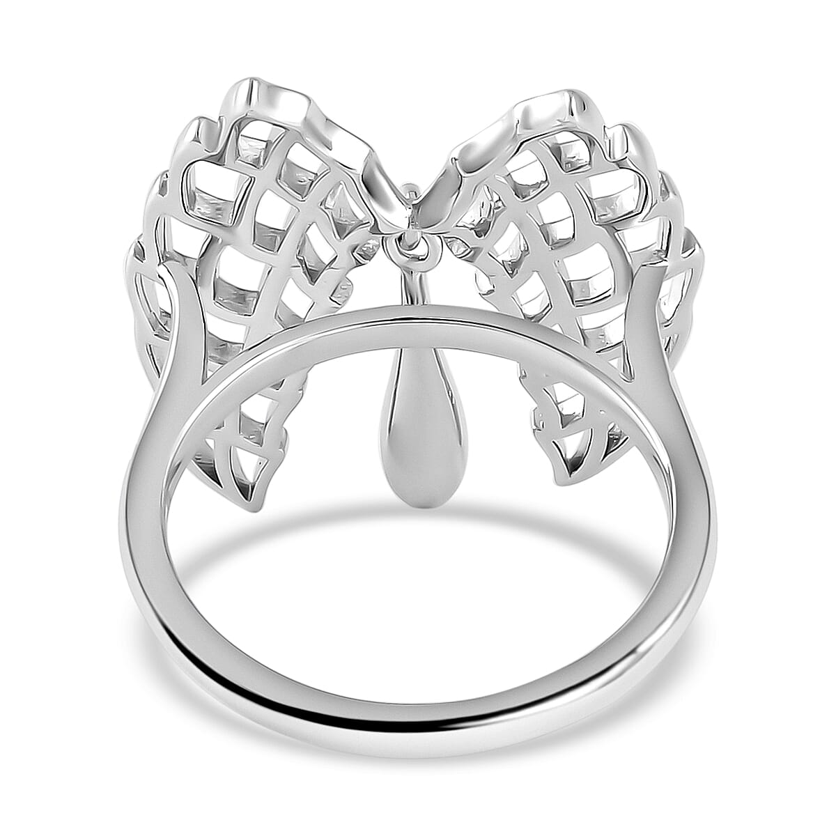 LucyQ Angel Wing Collection - Rhodium Overlay Sterling Silver Ring 7563703 5