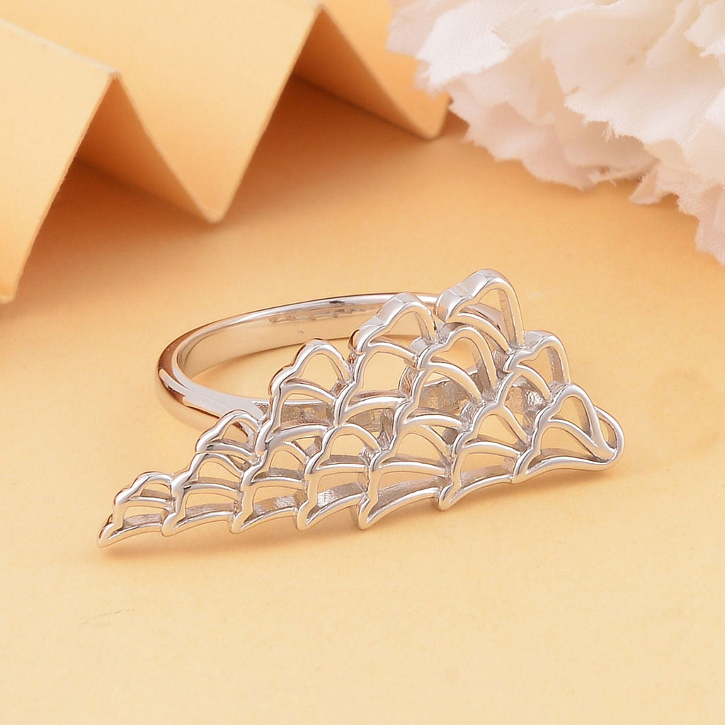 LucyQ Angel Wing Collection - Rhodium Overlay Sterling Silver Ring