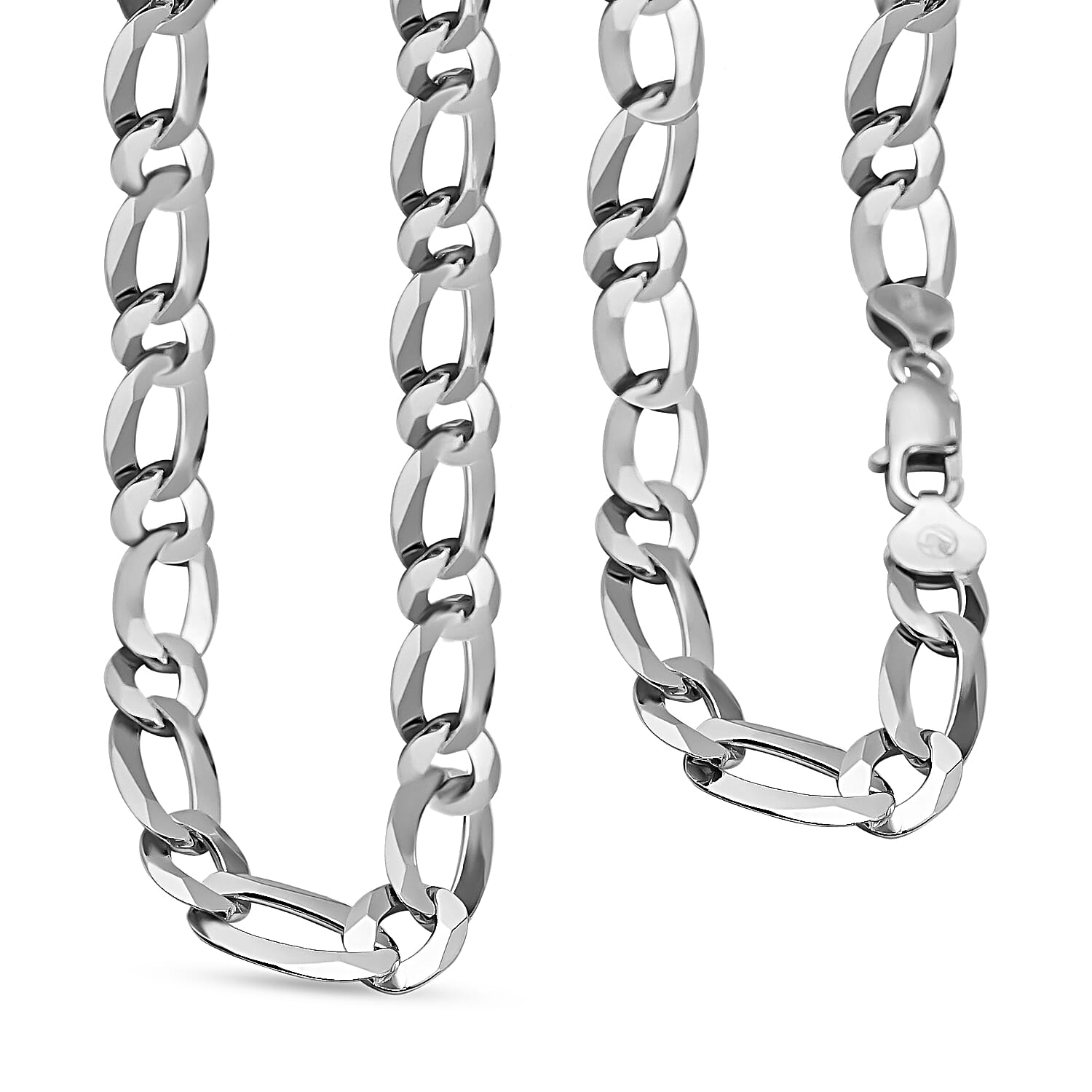 Rhodium Overlay Sterling Silver Figaro Necklace (Size - 22), Silver Wt. 25.85 Gms 7271977 1