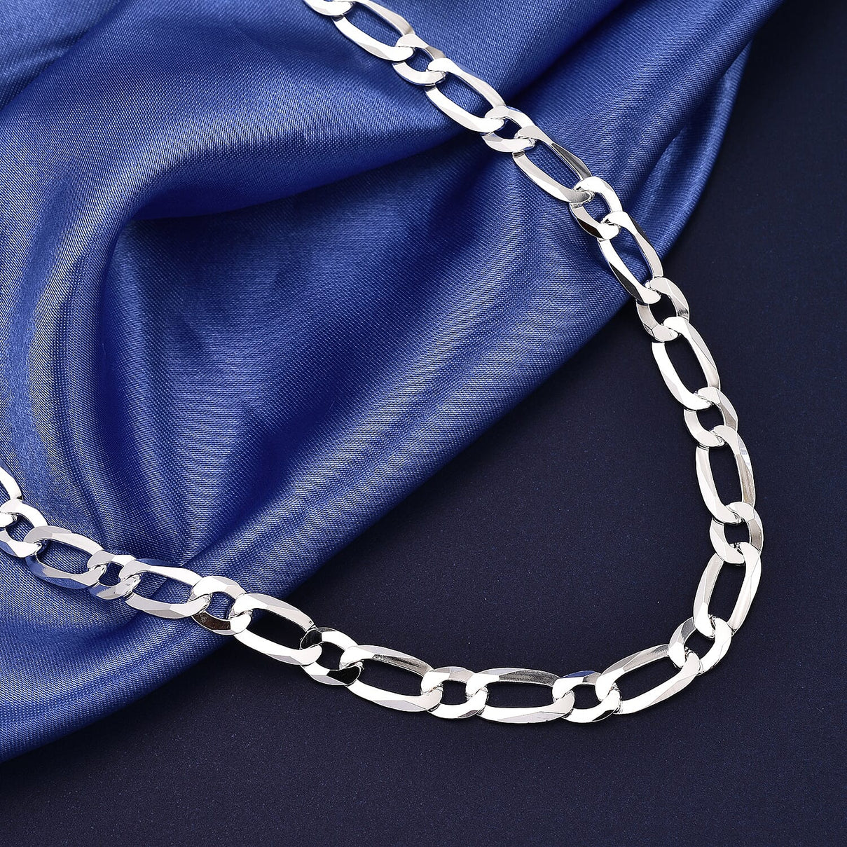 Rhodium Overlay Sterling Silver Figaro Necklace (Size - 22), Silver Wt. 25.85 Gms 7271977 7