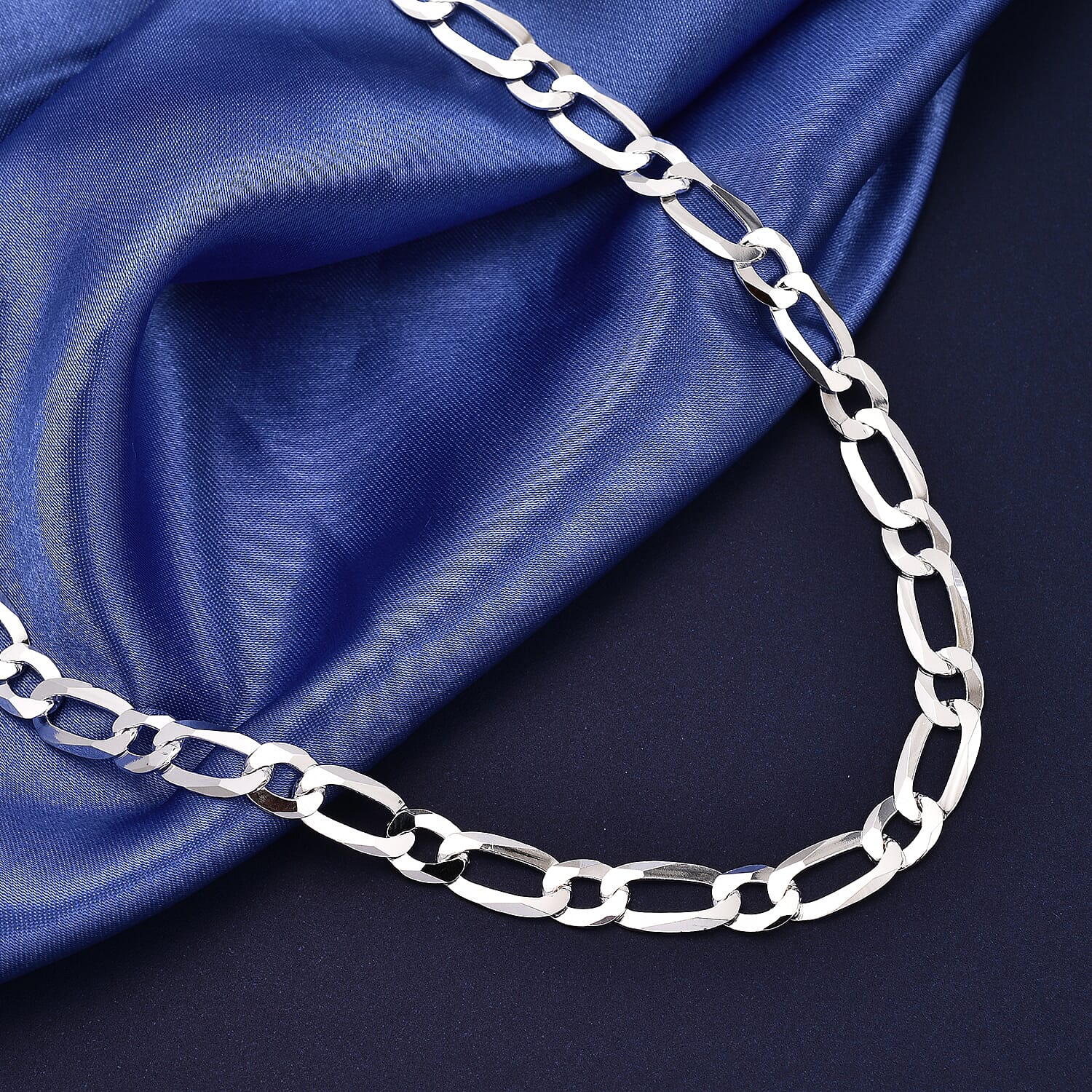 Rhodium Overlay Sterling Silver Figaro Necklace (Size - 22), Silver Wt. 25.85 Gms 7271977 7