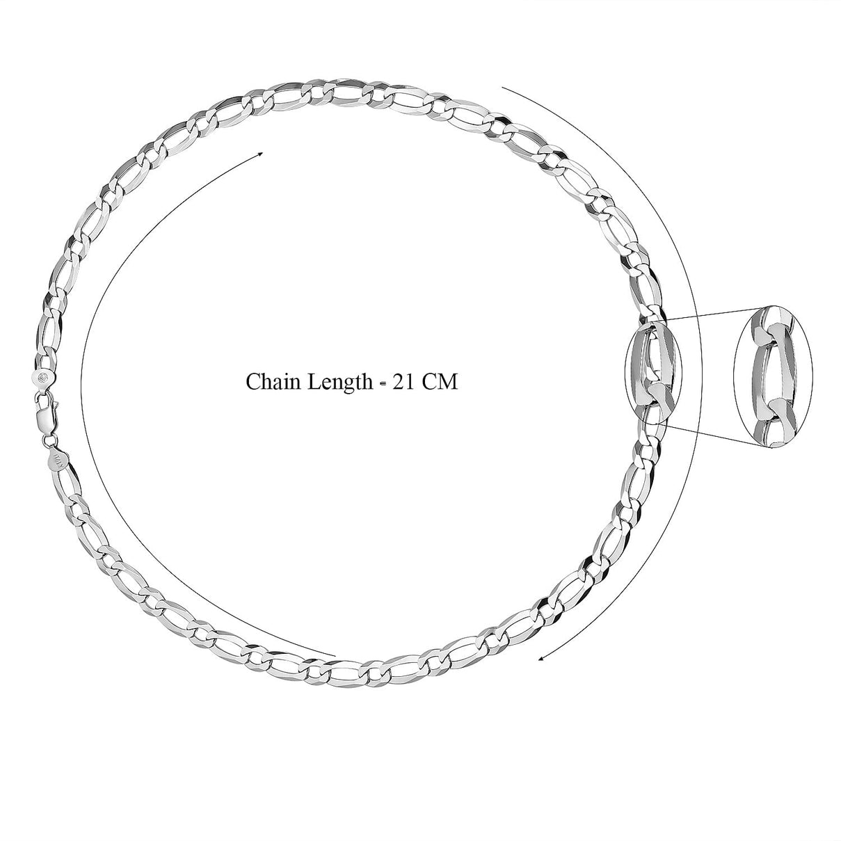 Rhodium Overlay Sterling Silver Figaro Necklace (Size - 22), Silver Wt. 25.85 Gms 7271977 11