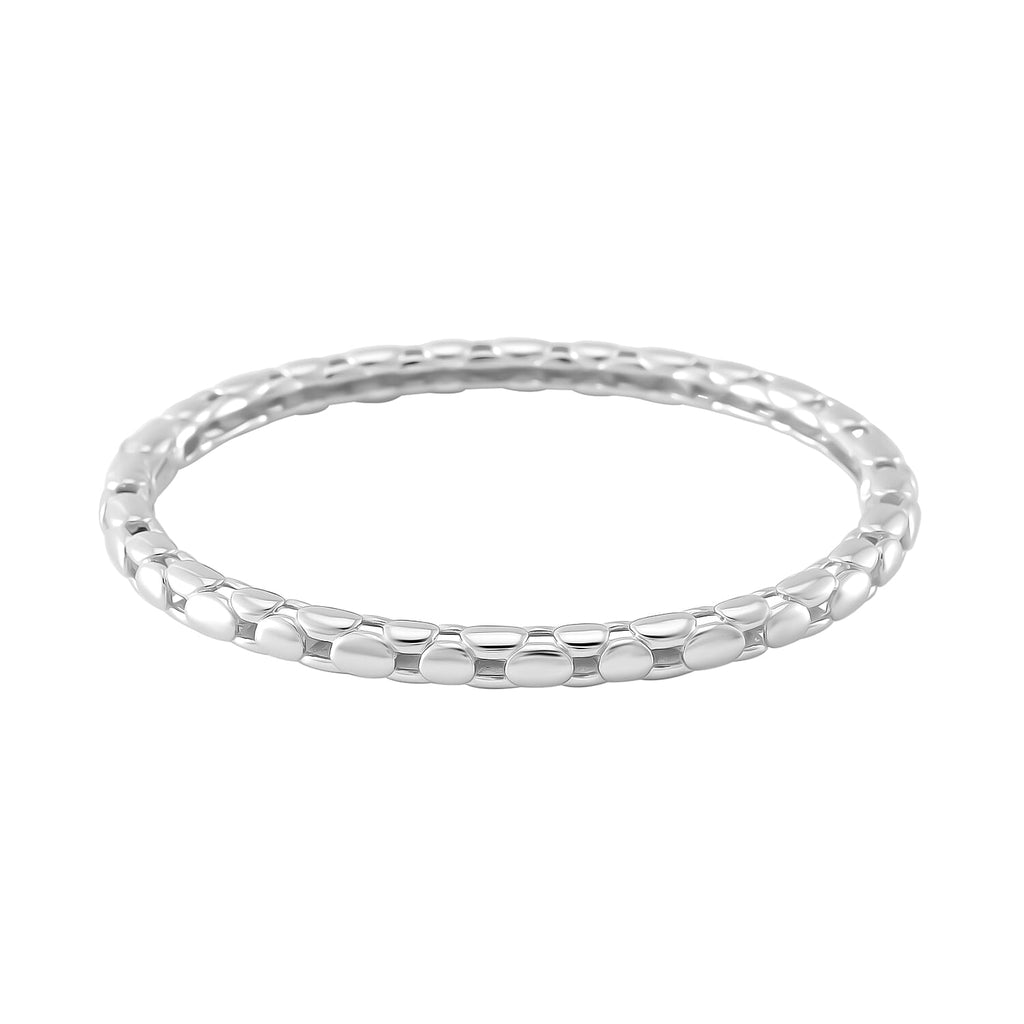 LUCY Q - Bubble Collection Full Bangle (Size - 8) in Rhodium Overlay Sterling Silver, Silver Wt. 15.00 Gms.