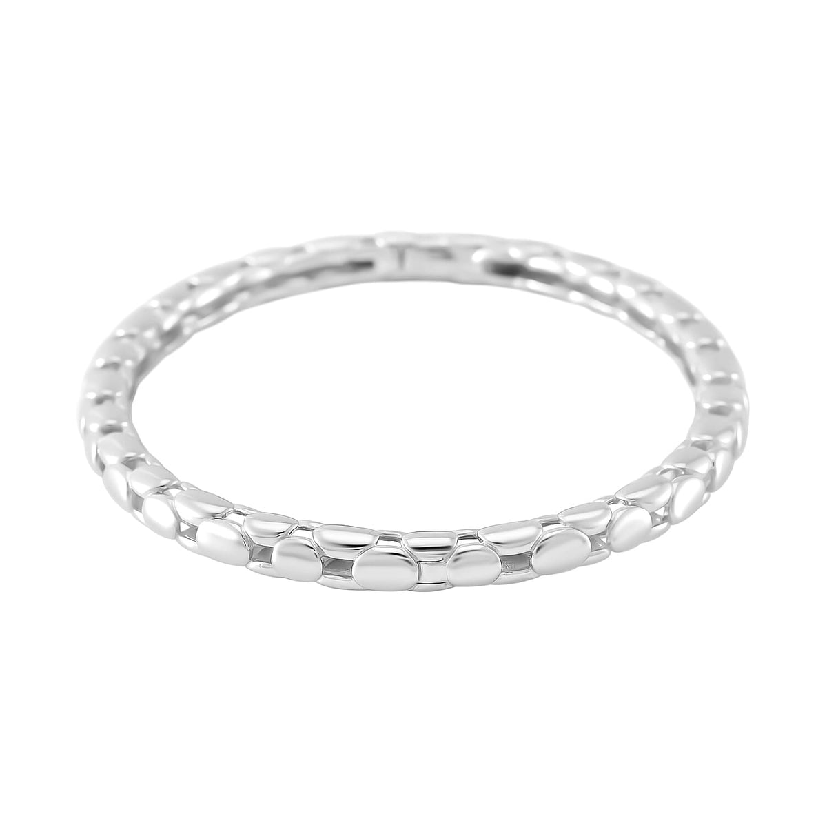 LUCY Q - Bubble Collection Full Openable Bangle (Size - 7) in Rhodium Overlay Sterling Silver 7990636 4