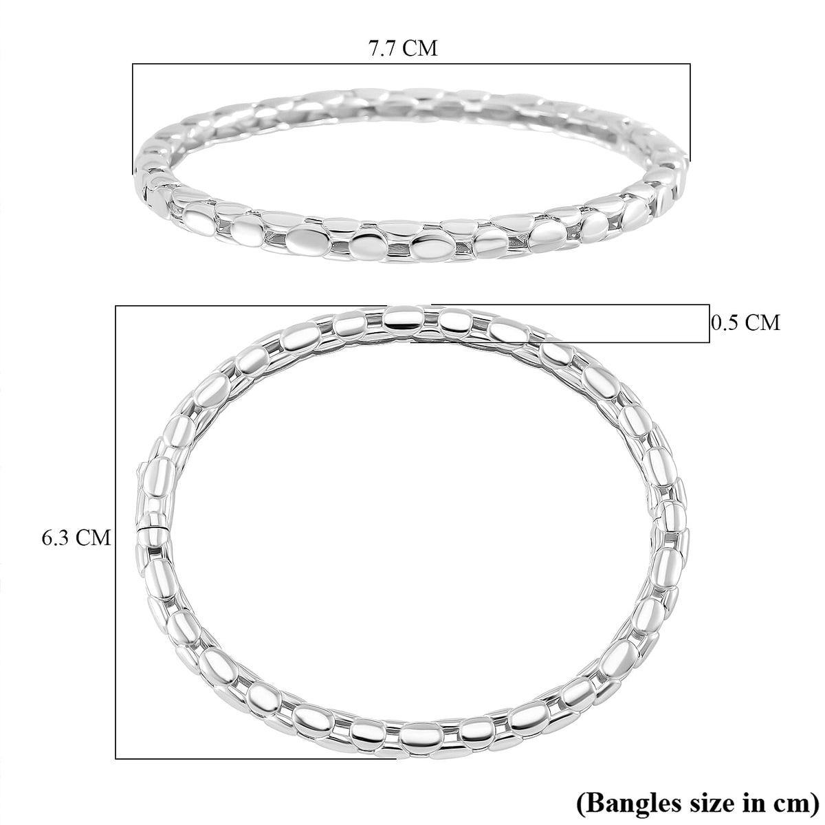 LUCY Q - Bubble Collection Full Openable Bangle (Size - 7) in Rhodium Overlay Sterling Silver 7990636 5