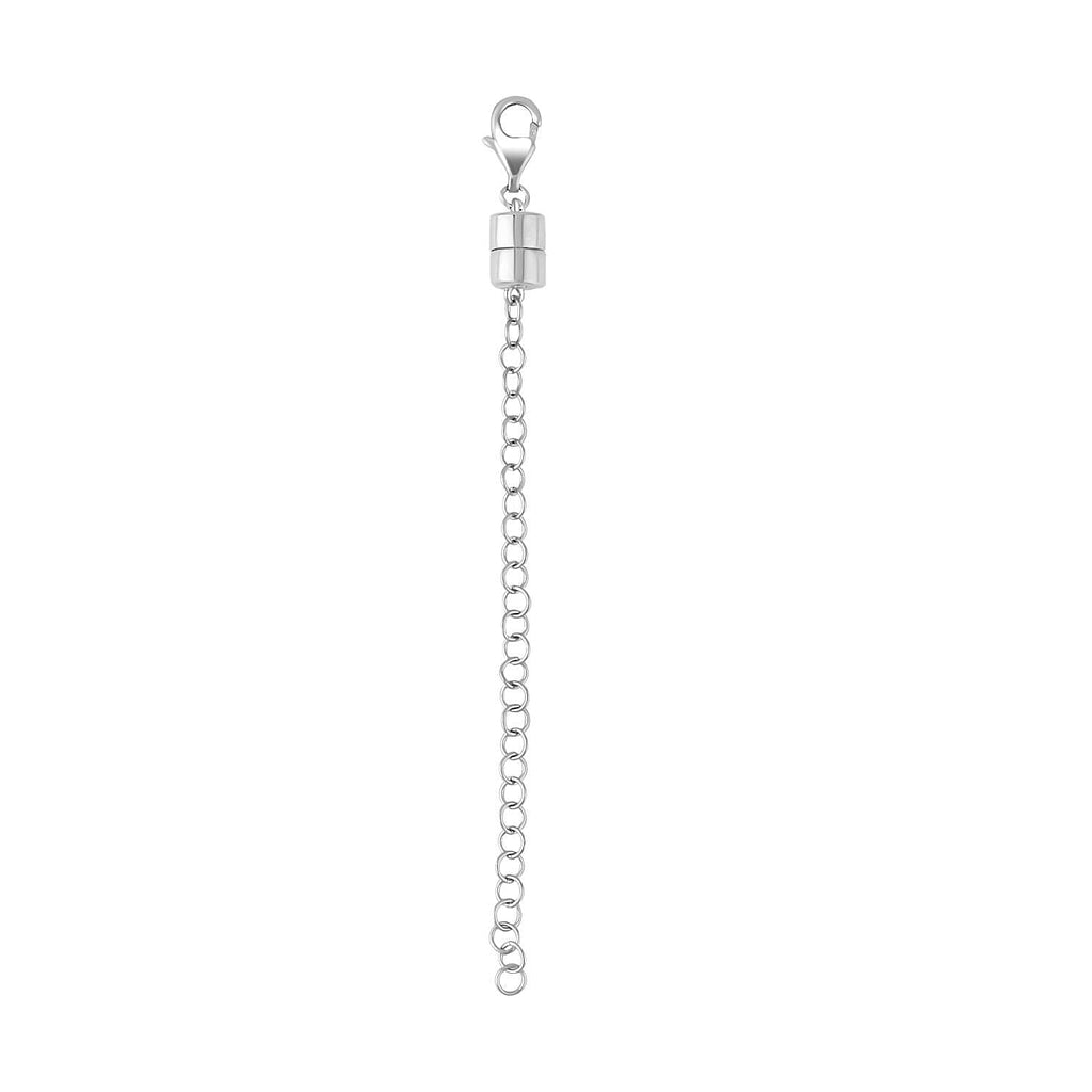 Magnetic Lobster Lock with 2 Inch Extender in Rhodium Overlay Sterling Silver