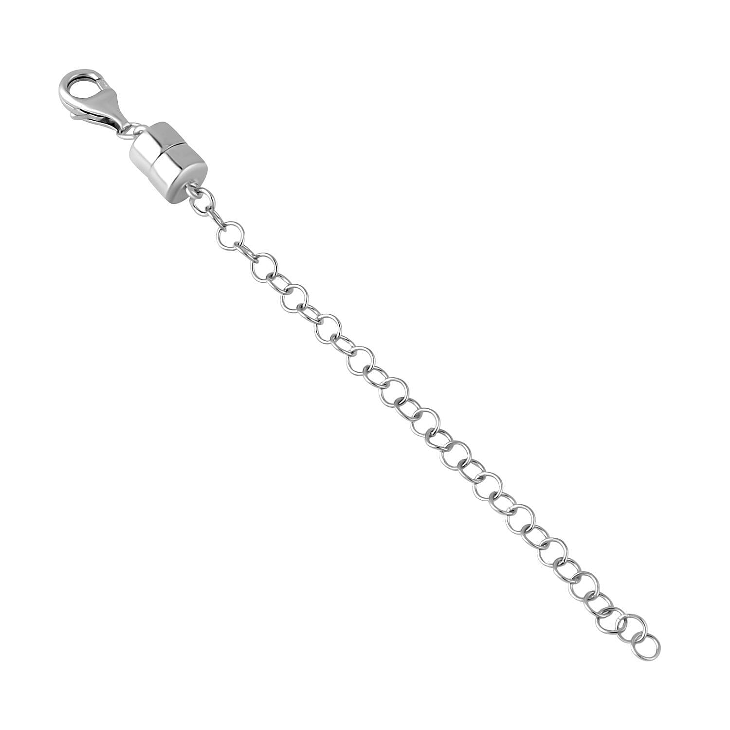 Magnetic Lobster Lock with 2 Inch Extender in Rhodium Overlay Sterling Silver V32491778 2