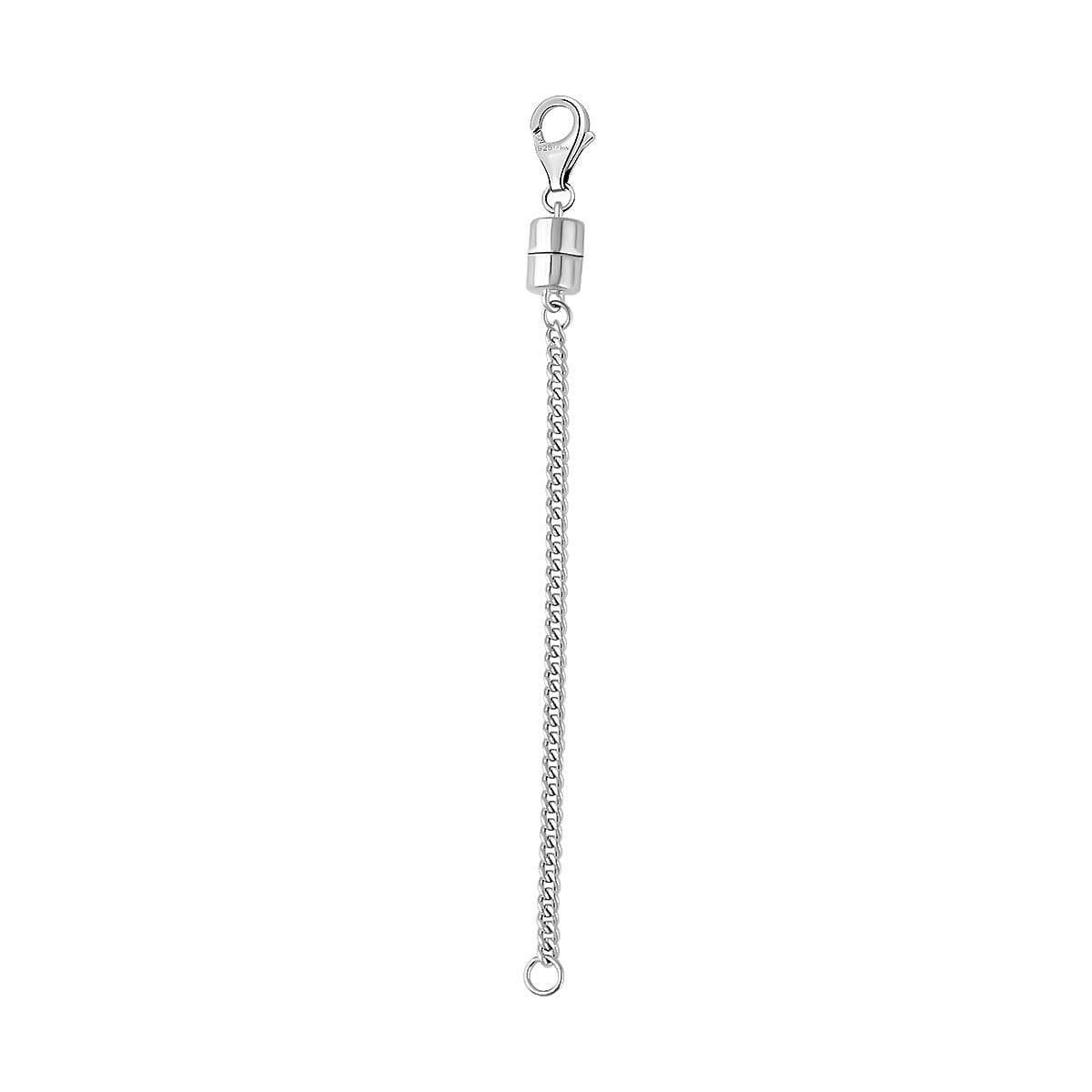 Rhodium Overlay Sterling Silver Curb Magnetic Lobster Lock 7378554 0