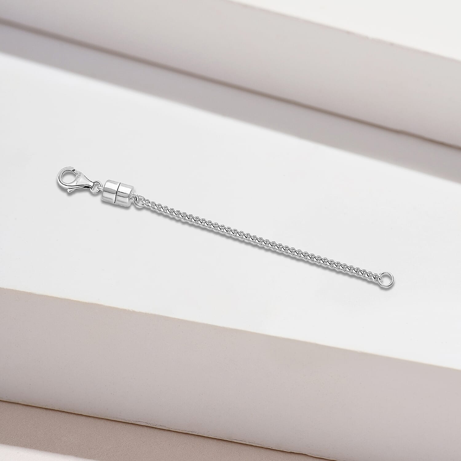 Rhodium Overlay Sterling Silver Curb Magnetic Lobster Lock 7378554 2