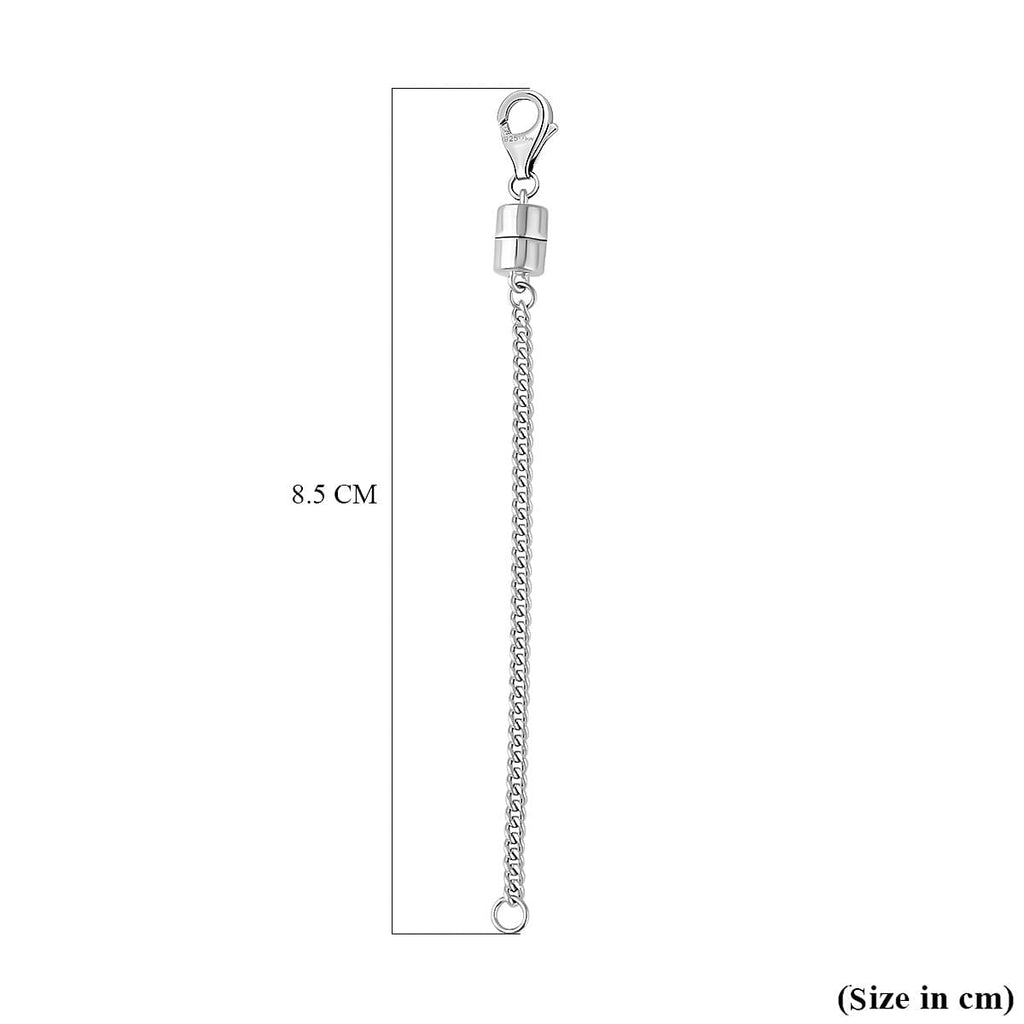 Rhodium Overlay Sterling Silver Curb Magnetic Lobster Lock