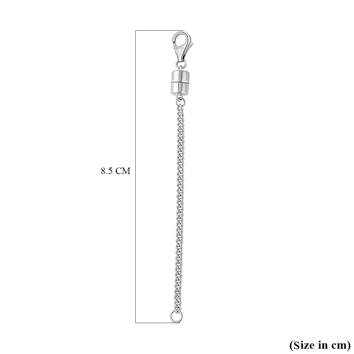 Rhodium Overlay Sterling Silver Curb Magnetic Lobster Lock 7378554 3
