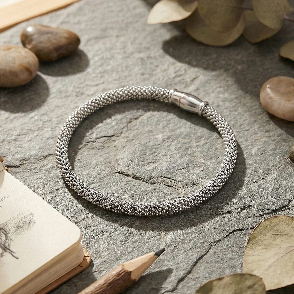 Rhodium Overlay Sterling Silver Mini Spark Bracelet (Size 7.5), Silver Wt. 7.80 Gms. 8376239 1