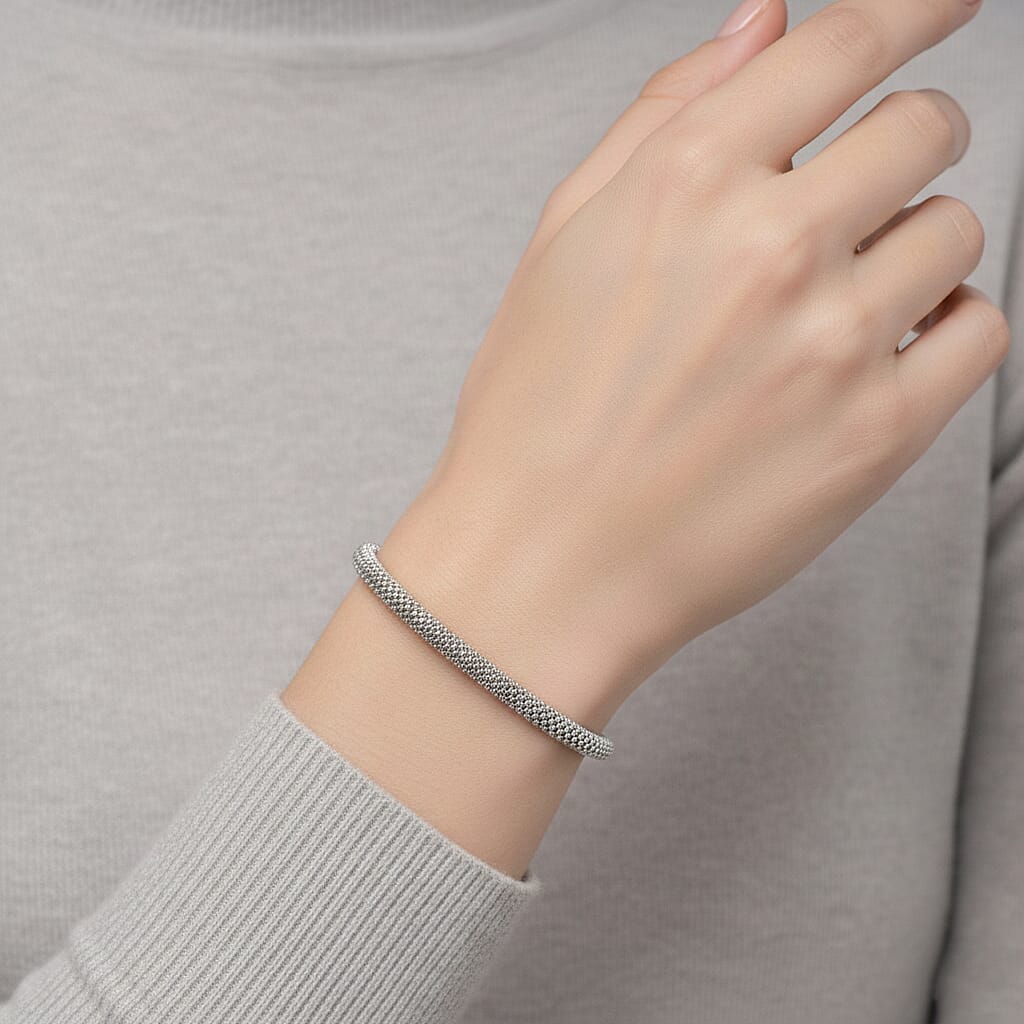 Rhodium Overlay Sterling Silver Mini Spark Bracelet (Size 7.5), Silver Wt. 7.80 Gms. 8376239 2