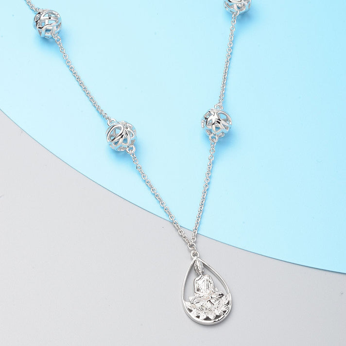 RACHEL GALLEY Buddha Collection - Rhodium Overlay Sterling Silver Buddha Necklace (Size 24), Silver Wt. 15.80 Gms. 3861669 2