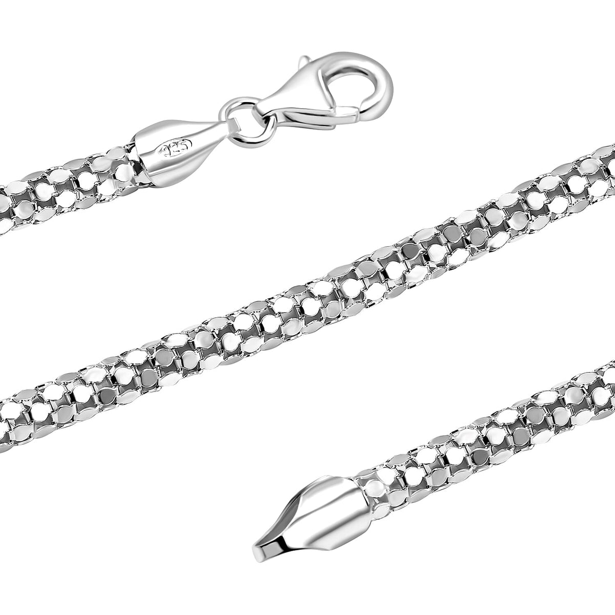Italian Made Rhodium Overlay Sterling Silver Popcorn Necklace (Size - 24), Silver Wt. 17.6 Gms 7272062 5
