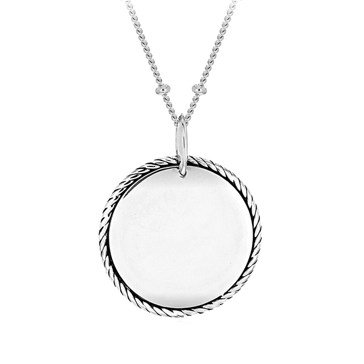 Sterling Silver Rhodium Plated 22mm x 26.5mm Twist-Edge Disc Ball Chain Adjustable Necklace 16 Inch to 18 Inch 7456977 0