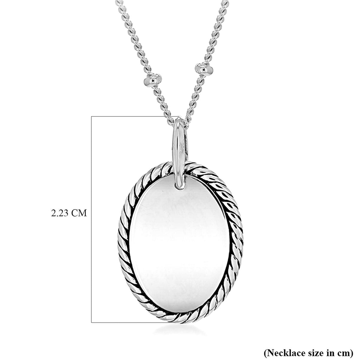 Sterling Silver Rhodium Plated 13.6mm x 22.3mm Twist-Edge Oval Pendant Ball Chain Adjustable Necklace 16 Inch to 18 Inch 7456973 3