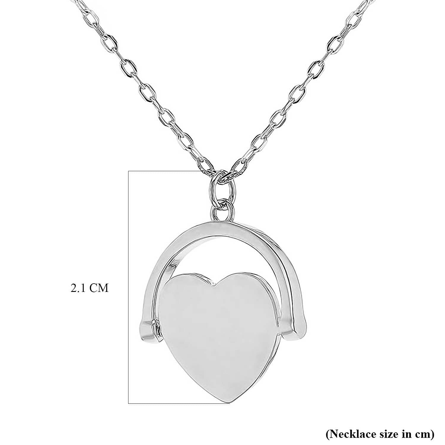 Sterling Silver Rhodium Plated 17.3mm x 21mm Heart Spinner Adjustable Necklace 17 Inch to 18 Inch 7456876 3
