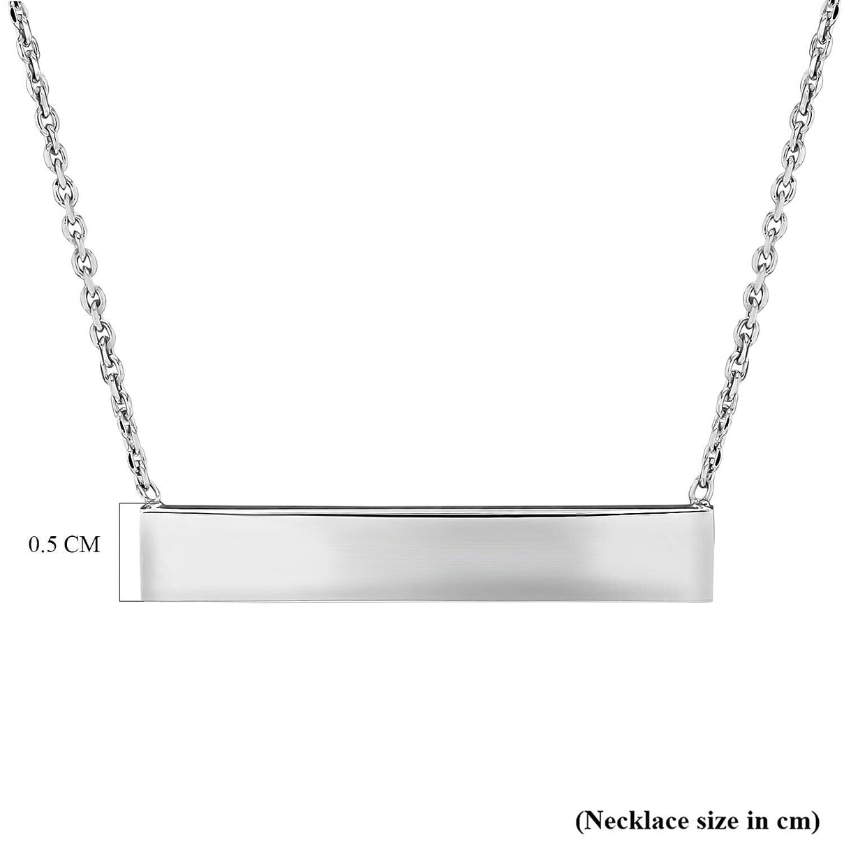 Sterling Silver Rhodium Plated 30mm x 5mm Horizontal Bar Necklace 17 Inch 7456946 3