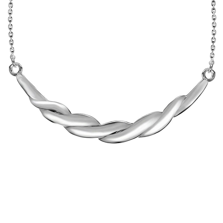 Sterling Silver Rhodium Plated Twist Bar Necklace 18 Inch 7317631 1