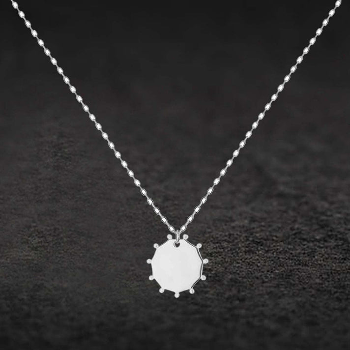 Sterling Silver Rhodium Plated 16mm x 17mm Studded Hendecagon Adjustable Necklace 17 Inch to 18 Inch 7456815 2