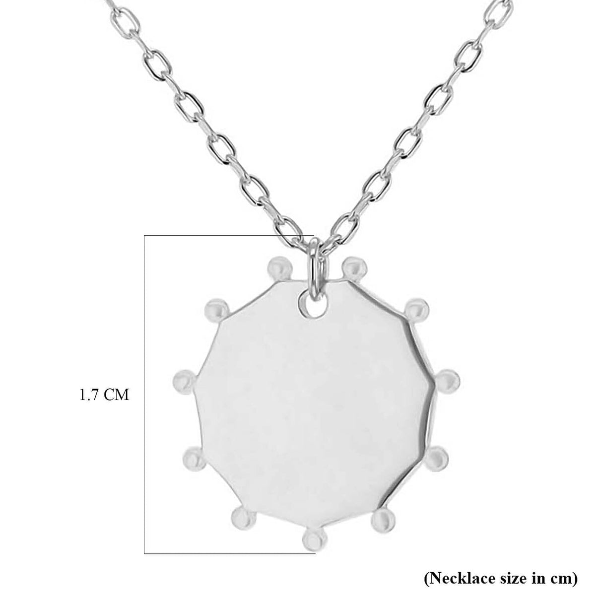 Sterling Silver Rhodium Plated 16mm x 17mm Studded Hendecagon Adjustable Necklace 17 Inch to 18 Inch 7456815 3