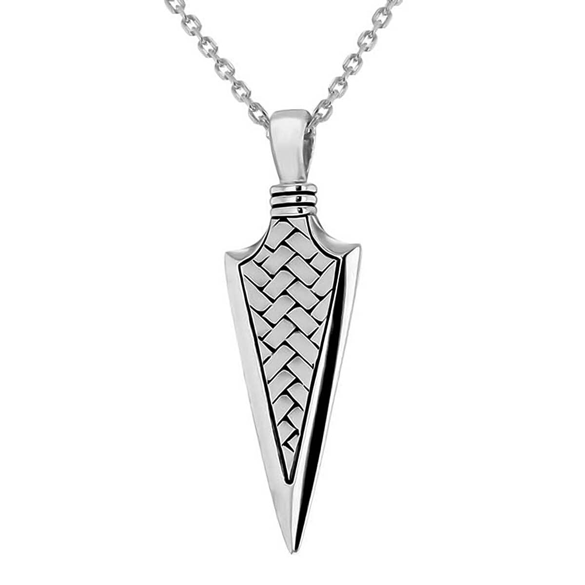 Sterling Silver Rhodium Plated 14.2mm x 43.5mm Braided Arrow Necklace 20 Inch 7317980 0