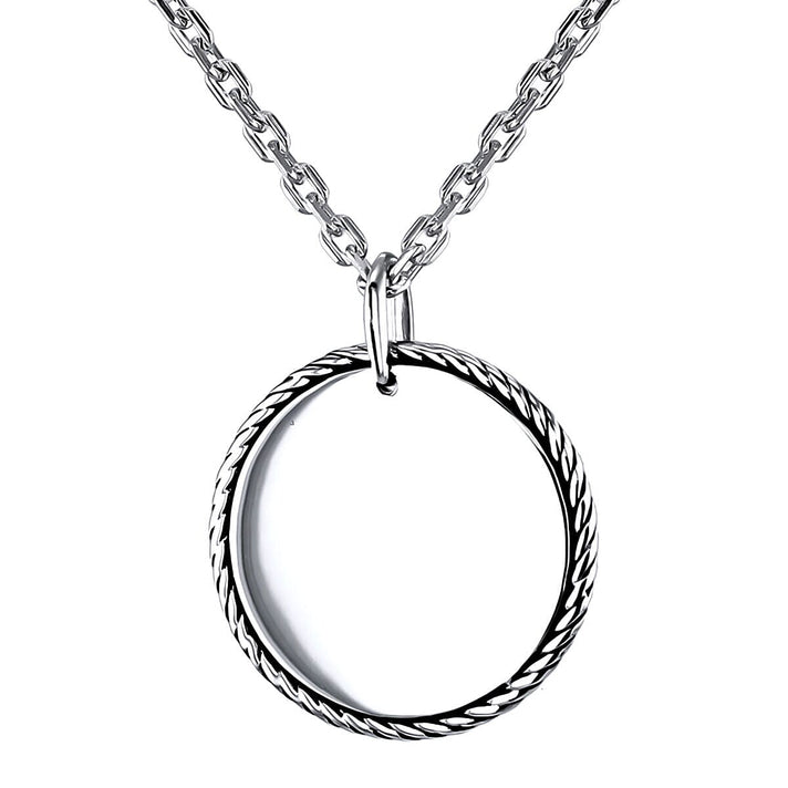 Sterling Silver Rhodium Plated 22mm x 26.5mm Twist Edge Disc Adjustable Necklace 20 Inch to 22 Inch 7317670 1
