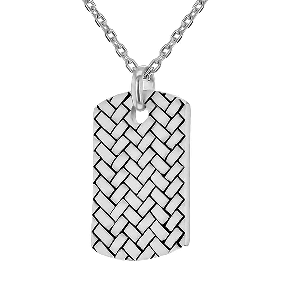 Sterling Silver Rhodium Plated 16.7mm x 30mm Braided Dog Tag Necklace 20 Inch 7317982 0