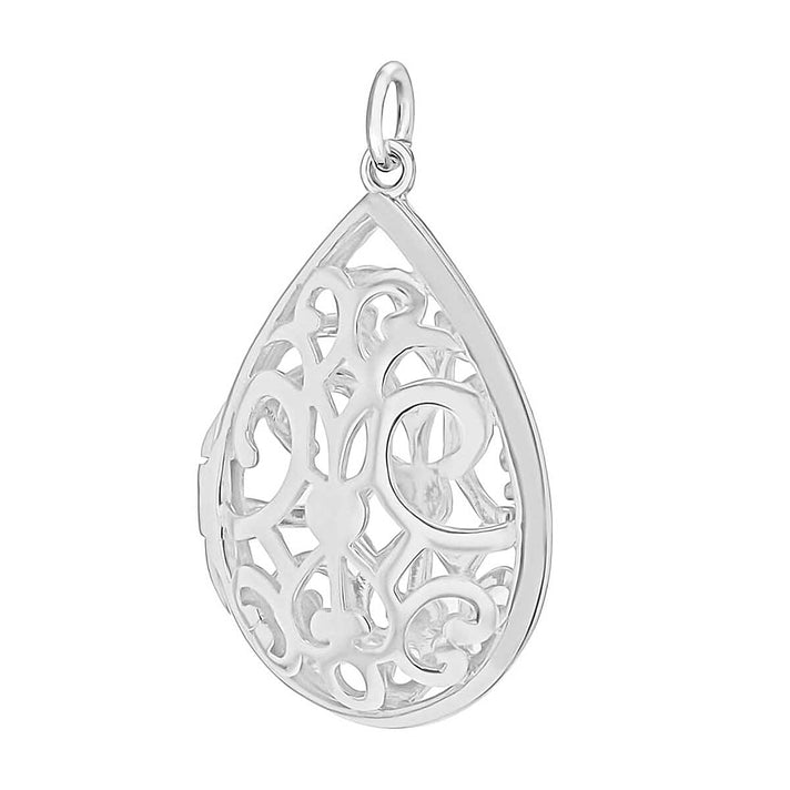 Sterling Silver Rhodium Plated 20.4mm x 35mm Filigree Locket Pendant 7318181 1