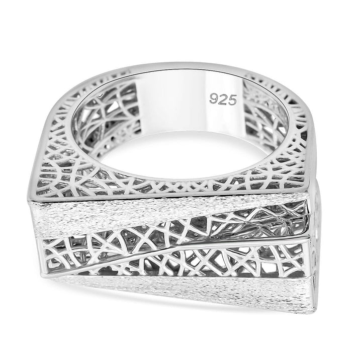 Treasure of Siam - Rhodium Overlay Sterling Silver Lattice Cocktail Ring 8240966 1