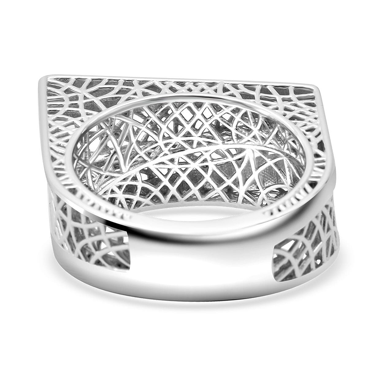Treasure of Siam - Rhodium Overlay Sterling Silver Lattice Cocktail Ring 8240966 4