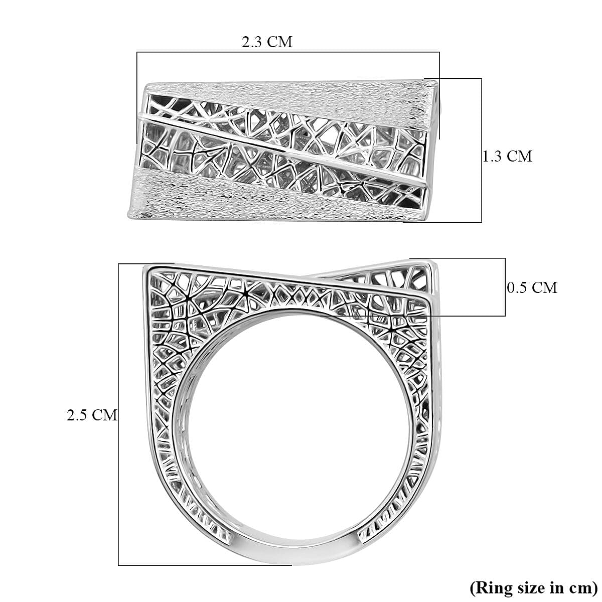 Treasure of Siam - Rhodium Overlay Sterling Silver Lattice Cocktail Ring 8240966 5