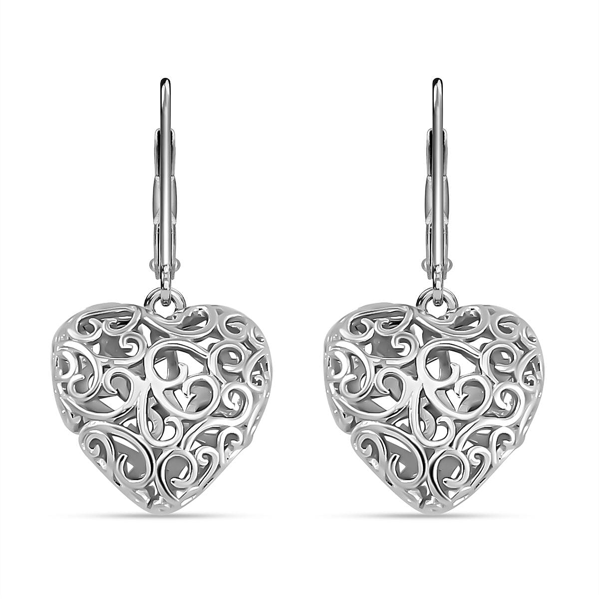 LUCY Q Amore Filigree Collection - Rhodium Overlay Sterling Silver Heart Earrings with Lever Back 7713918 2