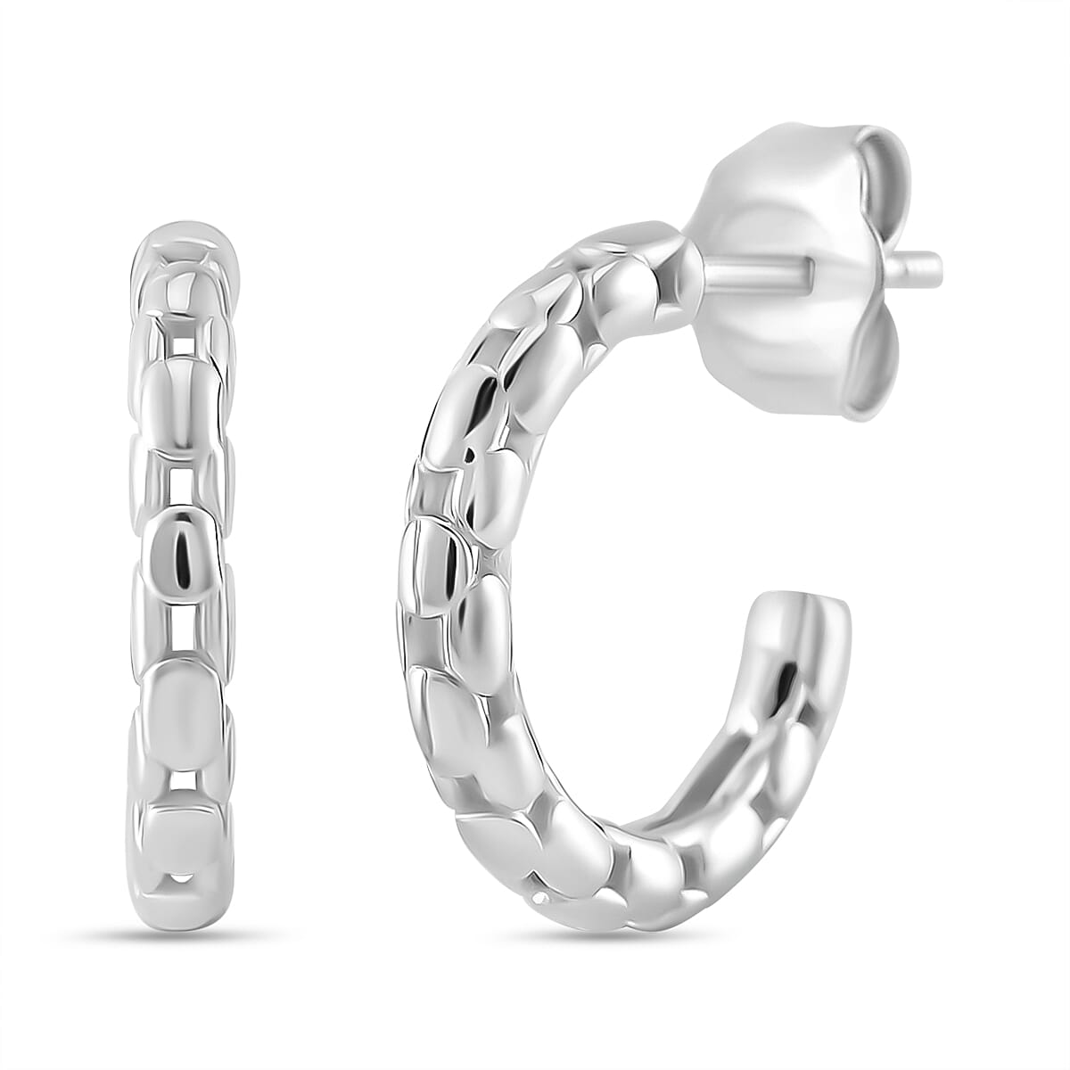 LUCY Q - Bubble Collection Solitaire Stud Push Post Earring with Push Back in Rhodium Overlay Sterling Silver 7990603 0