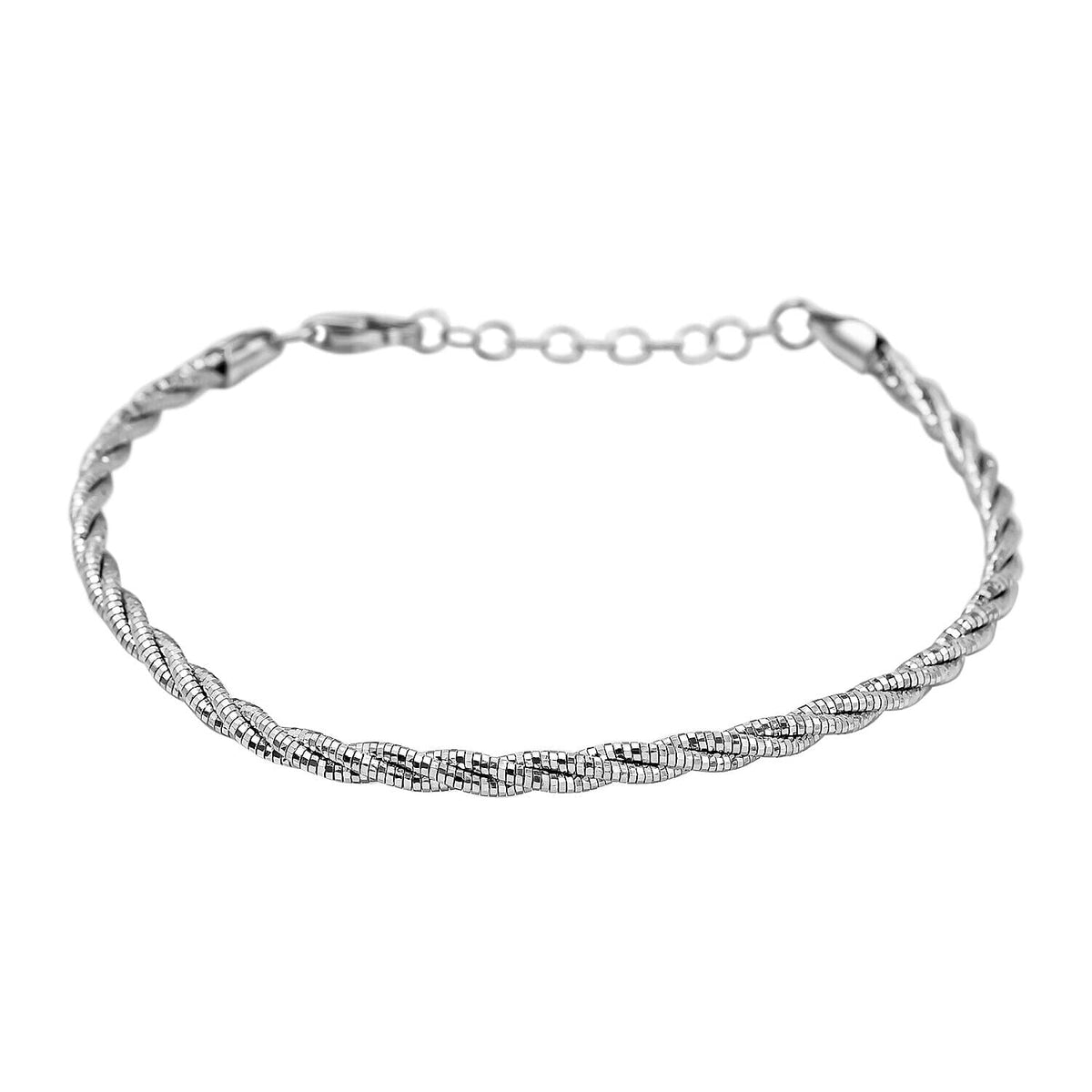 Rhodium Overlay Sterling Silver Twisted Bracelet (Size - 7 with 1 Inch Extender), Silver Wt. 5.72 Gms. 7268915 0