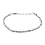 Rhodium Overlay Sterling Silver Twisted Bracelet (Size - 7 with 1 Inch Extender), Silver Wt. 5.72 Gms.