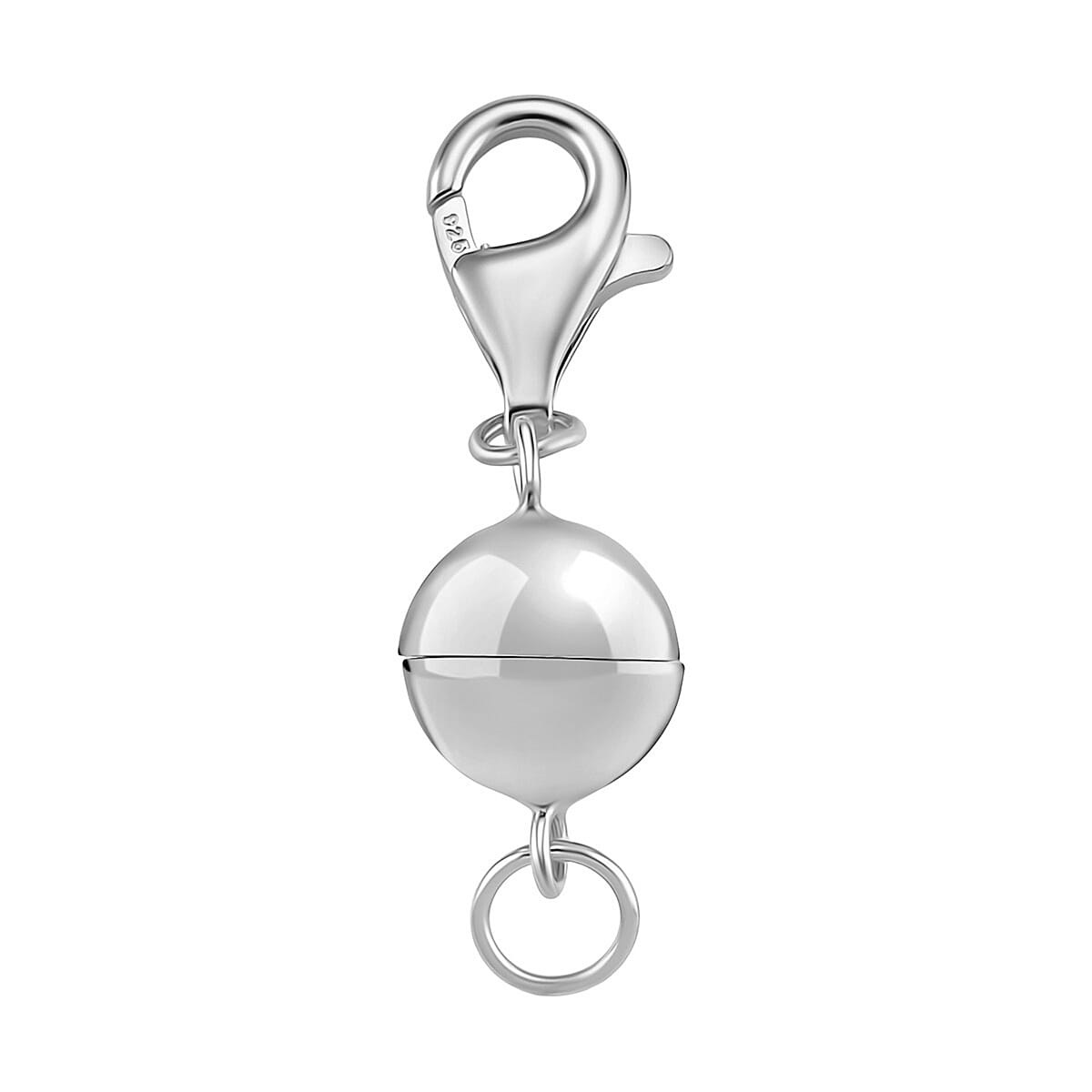Rhodium Overlay Sterling Silver Magnetic Lock with Lobster Clasp 8194632 0