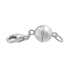 Rhodium Overlay Sterling Silver Magnetic Lock with Lobster Clasp