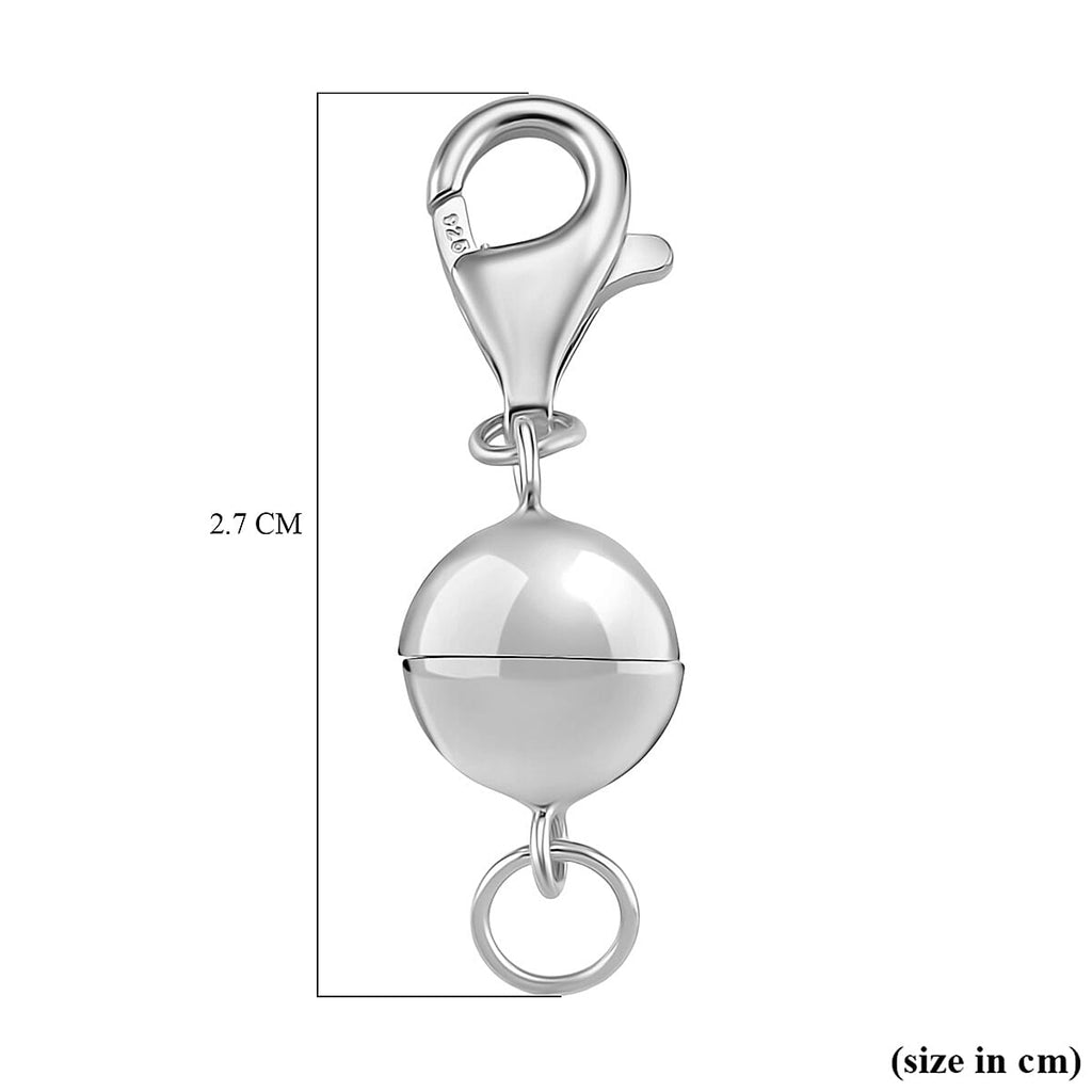 Rhodium Overlay Sterling Silver Magnetic Lock with Lobster Clasp