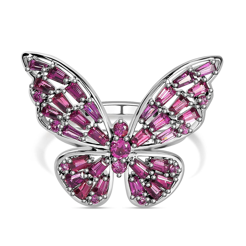 GP Italian Garden Collection - Rhodolite Garnet Ring in Rhodium Overlay Sterling Silver 2.73 Ct
