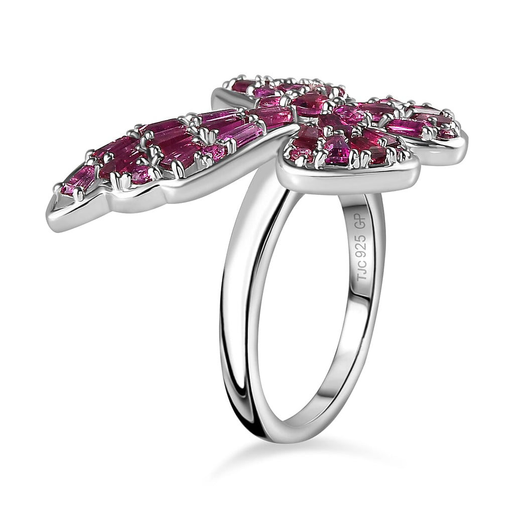 GP Italian Garden Collection - Rhodolite Garnet Ring in Rhodium Overlay Sterling Silver 2.73 Ct