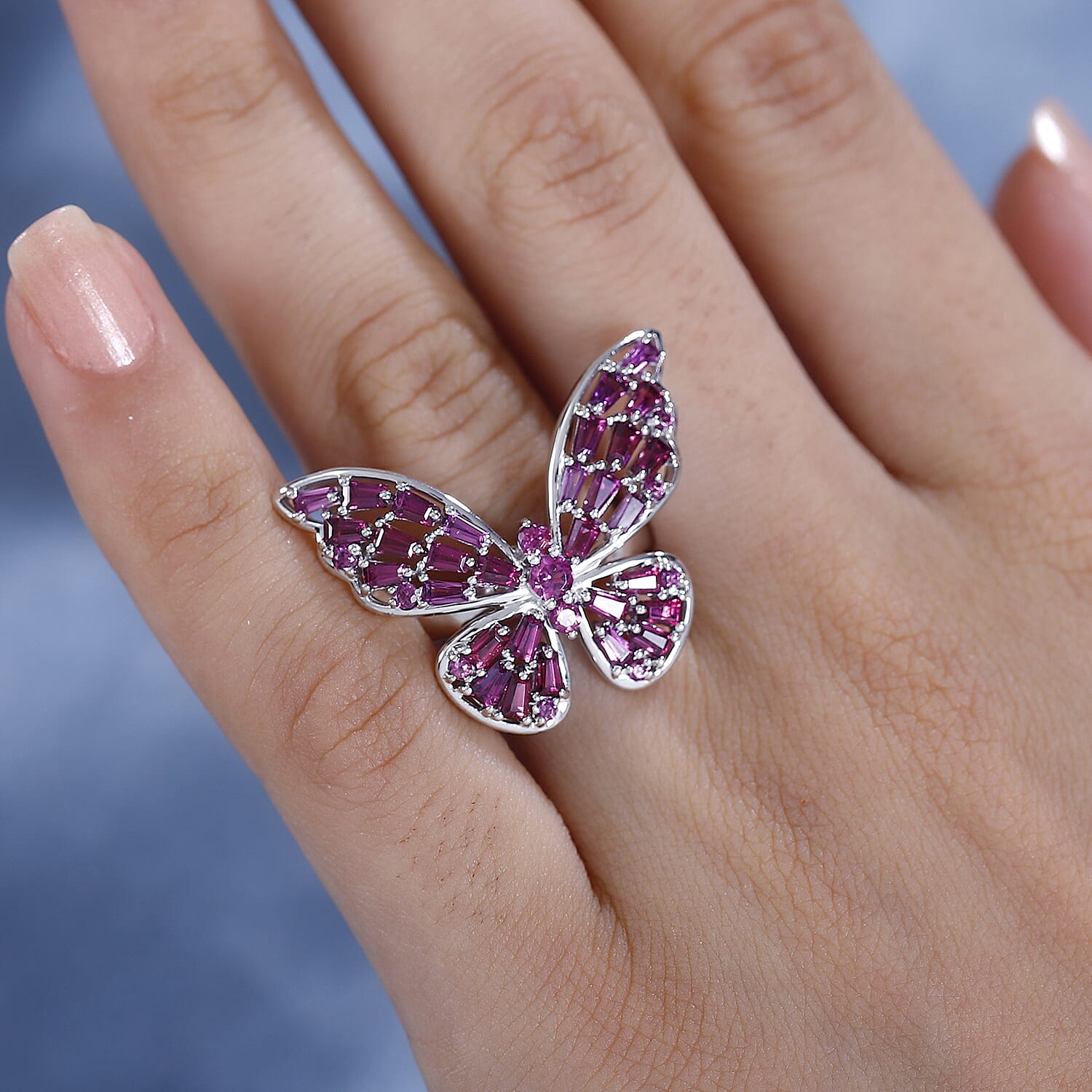 GP Italian Garden Collection - Rhodolite Garnet Ring in Rhodium Overlay Sterling Silver 2.73 Ct 7808013 2
